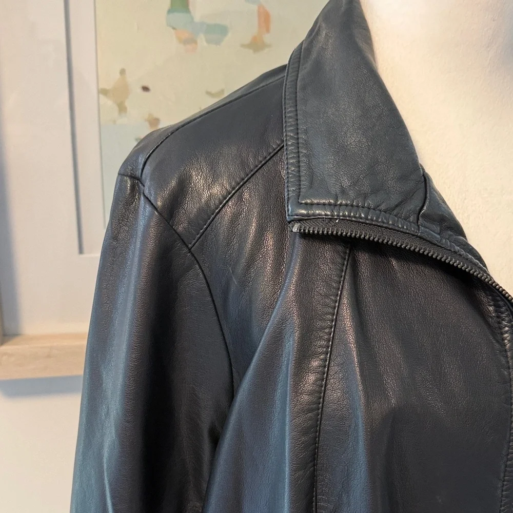 Kenneth Cole Reaction Navy Pleather Jacket Size 1X - Picture 4 of 12